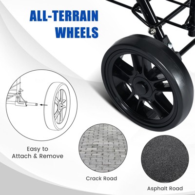 Black Steel Folding Grocery Cart with Wheels