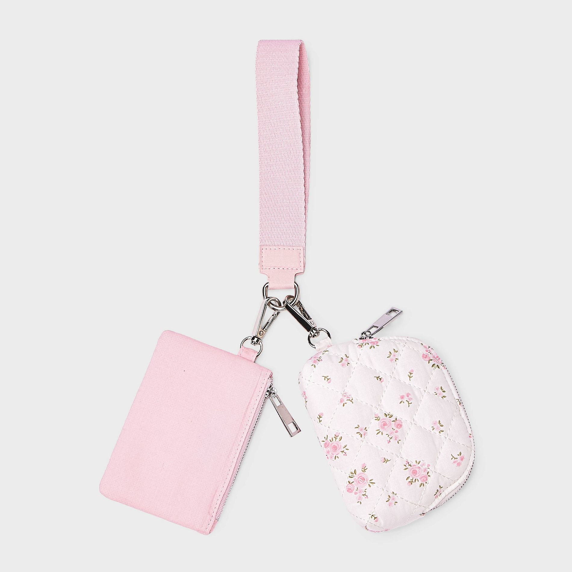 Girls' Floral Printed Quilted Wristlet Pouch - Cat & Jack™ Pink