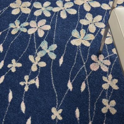 Elysian Navy Floral 5' x 7' Reversible Viscose Area Rug