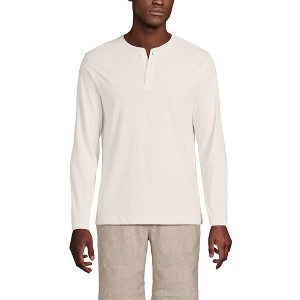 Lands' End Men's Long Sleeve Cotton Supima Henley - 1 of 3