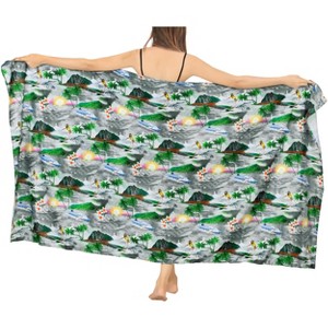 HAPPY BAY Women's Summer Beach Bikini Wraps Sarong Swimwear Cover up Wrap Skirt Bathing suit Swimsuit Pareo for Women One Size Gray, Tree - 1 of 4
