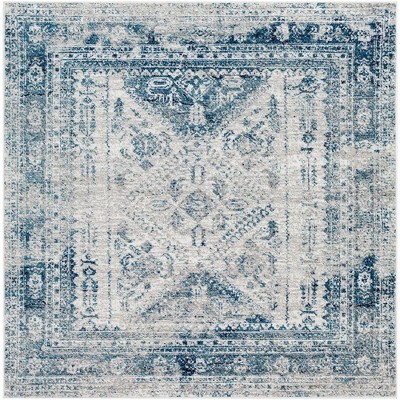 Mark & Day Jules 6'7"x6'7" Square Woven Indoor Area Rugs Sky Blue/LightGray/White/Navy: Traditional Medallion, Stain-Resistant