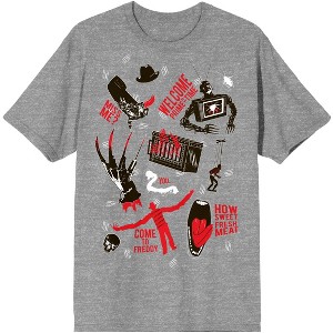 Nightmare On Elm Street Tossed Freddy Women's Heather Gray T-Shirt-Large - 1 of 2