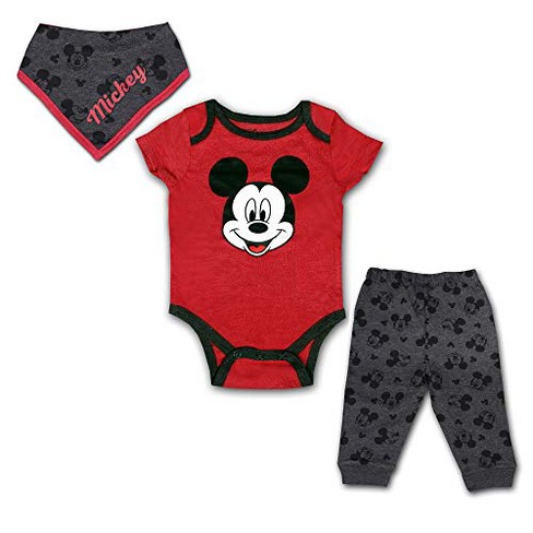 Disney Baby's 3 Piece Mickey Mouse Coordinates, Bib, Bodysuit, And ...