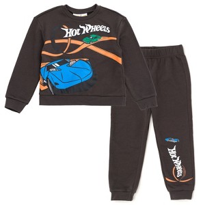 Hot Wheels Fleece Pullover Sweatshirt and Jogger Pants Outfit Set Toddler - 1 of 4