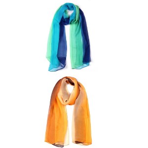 Elerevyo Women Long Chiffon Lightweight Gradient Color Scarves 2 Pcs - 1 of 4