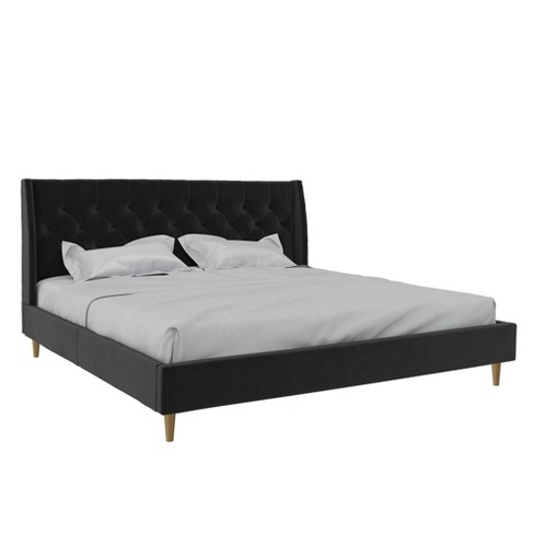 Grey Velvet Upholstered Bed – Astar Furniture