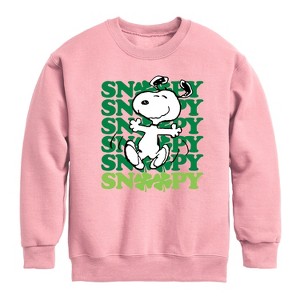Boys' - Peanuts - Snoopy Clover Dance Graphic Long Sleeve Fleece Sweatshirt - 1 of 4