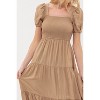 August Sky Women's Smocked Solid Tiered Midi Dress - 4 of 4