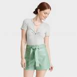 Women's Short Sleeve V-Neck Linen T-Shirt - A New Day™