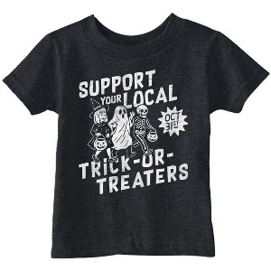 Toddler Funny T Shirts Support Your Local Trick Or Treaters Sarcastic Halloween Graphic Novelty Tee For Young Kids - Crazy Dog Toddler T Shirt For - 1 of 4