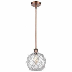 Farmhouse Rope - 1 Light Stem Hung Mini Pendant In Industrial Style-10 Inches Tall and 8 Inches Wide - 1 of 1
