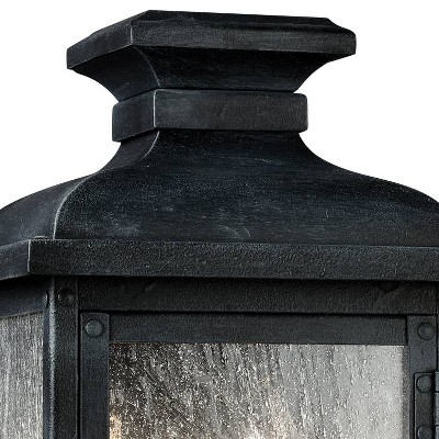 Dark Weathered Zinc Outdoor Wall Sconce with Clear Seeded Glass