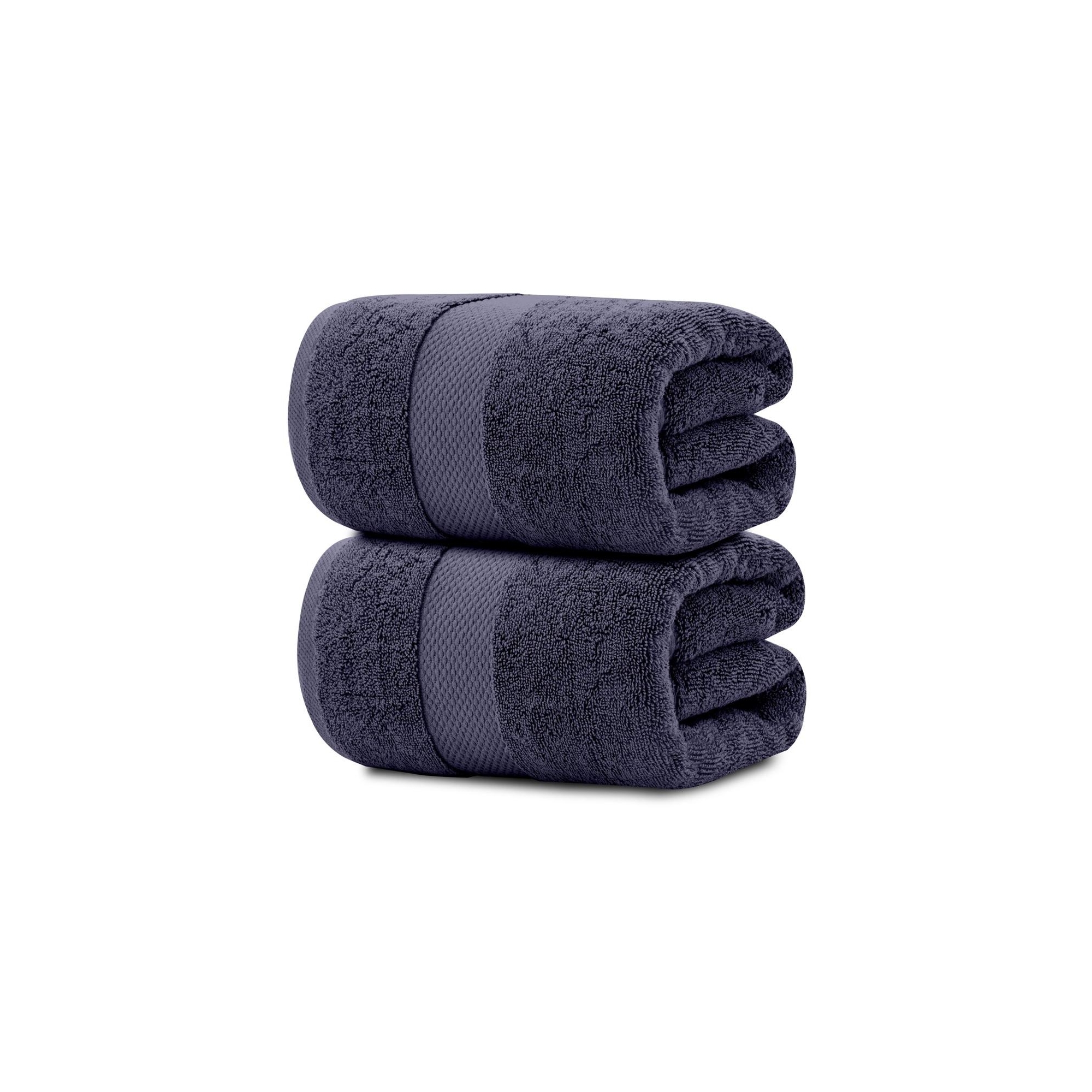 White Classic Luxury 100% Huge Cotton Bath Sheets Set of 2 - 35x70" Navy