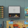 GlasFlength Decorative Storage Cabinets Metal Storage Cabinet Tool Storage Cabinet Locking Storage Cabinet for Workshop, Gray, 29.53"*11.81"*30.31" - 3 of 4