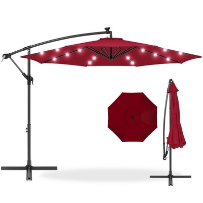 Best Choice Products 10ft Solar LED Offset Hanging Outdoor Market Patio Umbrella w/ Adjustable Tilt