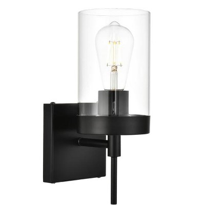Elegant Lighting Benny 1 light Black and Clear Bath Sconce