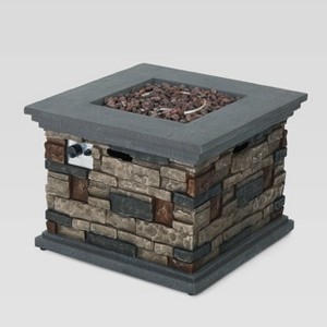 Chesney 32" Magnesium Oxide Gas Fire Pit - Square - Stone Finish - Christopher Knight Home - 1 of 4