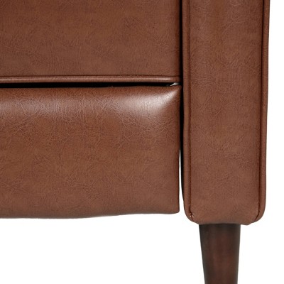 Cognac Brown Faux Leather Mid-Century Modern Recliner