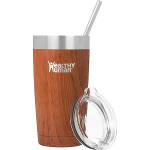 Healthy Human Stainless Steel Tumbler with Straw & Lid | (20oz, Natural Wood) - 1 of 4