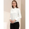Allegra K Women's Office Elegant Satin Bow Tie Blouses Tops - 4 of 4
