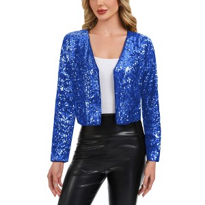 Anna-Kaci Women's Sequin Open Front Cardigan with Long Sleeves and Cropped Fit - 1 of 4