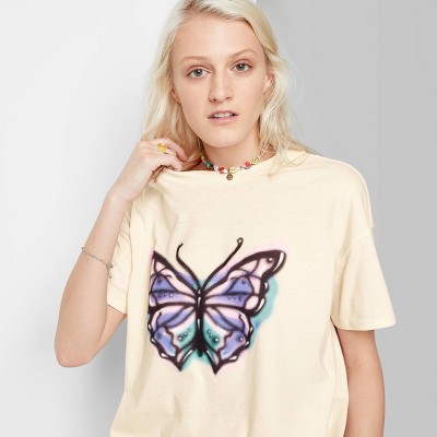 Short Sleeve Oversized T-Shirt - Wild Fable™ Almond Butterfly