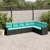 vidaXL 7 Piece Patio Sofa Set with Cushions Black and Blue Poly Rattan - Without Table - 2 of 4