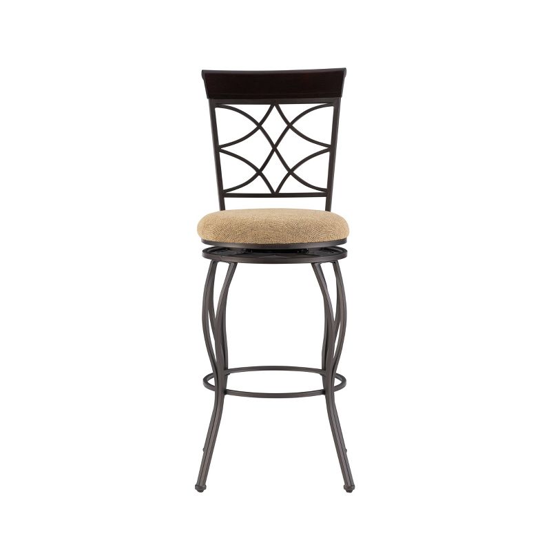 29.9&#34; Curves Back Swivel Seat Upholstery Barstool Metal/Brown - Linon, 4 of 14