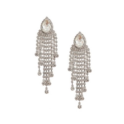 SOHI Women's Crystal Silver Party Drop Earrings