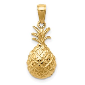 Black Bow Jewelry 14k Yellow Gold Polished Diamond Cut Pineapple Pendant - 1 of 4