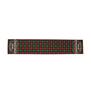 Unique Bargains Christmas Table Runner Polyester Black Red 71x14 Inch 1 Pc - 1 of 4