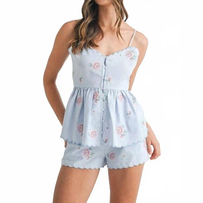 Women's Embroidered Peplum Cami Top - MABLE