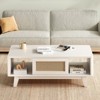 CAVINAS Modern Square Coffee Table with Rattan Drawer,Wooden Accent Table with Wood-textured Finish,Modern Coffee Table for Living Room - 4 of 4