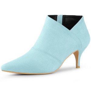Allegra K Women's Pointed Toe Kitten Heel Cut-out Ankle Boots - 1 of 4