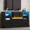 68"W Modern TV Stand TV Console Cabinet with Non-heating Electric Fireplace, LED Light and Tempered Glass Shelves for TVs Up to 75"-ModernLuxe - 2 of 4