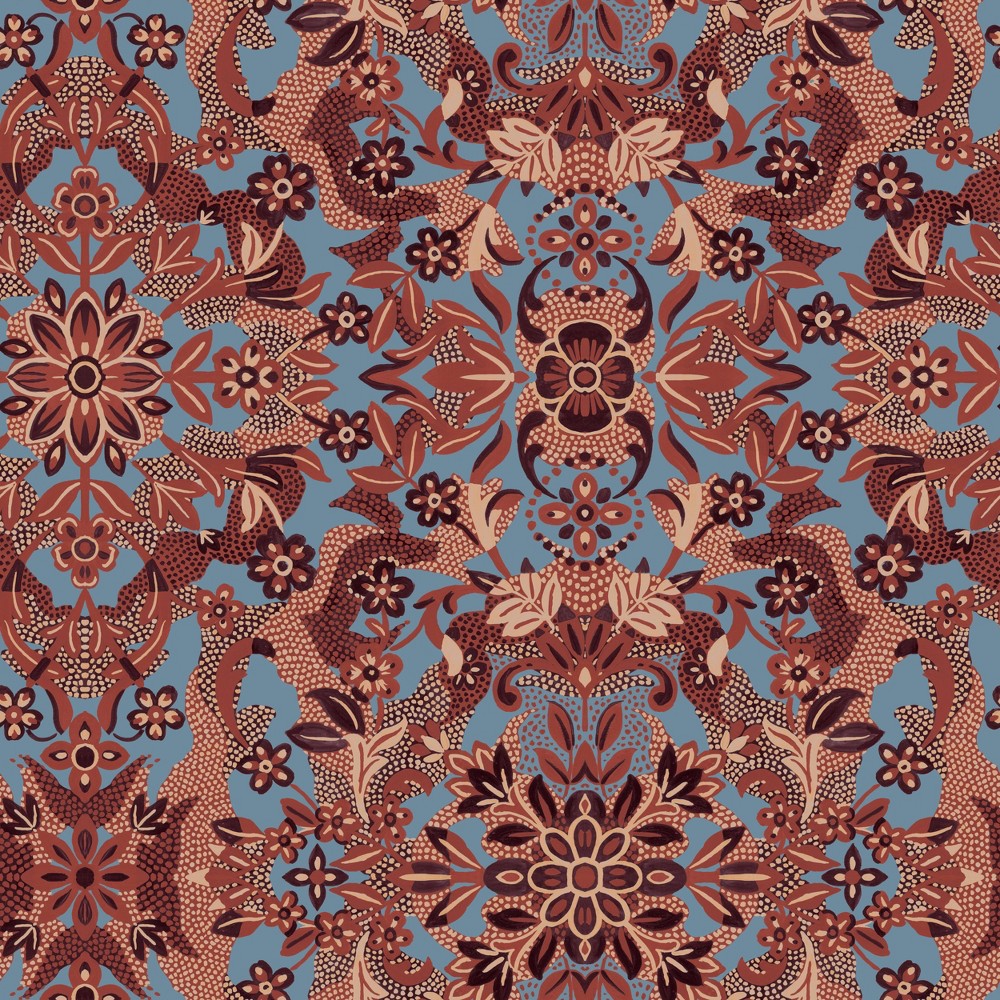 Tempaper & Co. 28 sq ft Ornate Medallion Peel and Stick Wallpaper Ruby/Blue