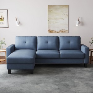 VASIP Living Room Furniture with Polyester Fabric L Shape Couch Corner Sofa for Small Space Blue - 1 of 4