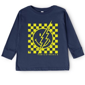 The Juniper Shop SmileyWorld Checkered Lightning Distressed Toddler Long Sleeve Tee - 1 of 4