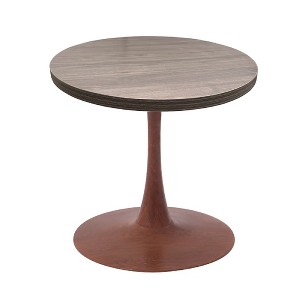 LeisureMod Bristol 27" Round Dining Table – MDF Top with Cherry Steel Pedestal Base, Modern Accent Table for Kitchen, Dining Room & Small Spaces - 1 of 4