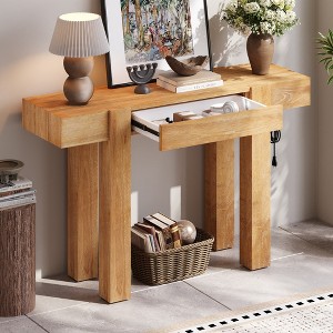 KTMBDW Modern Console Table with Drawer and Power Outlet, 47.2 inch Contemporary Wood Entryway Table Sofa Table for Living Room, Hallway - 1 of 4