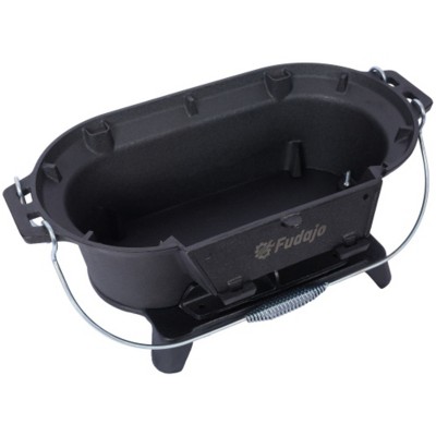 FURNIinspire Outdoor Grills, Griddles and Smokers Enameled Cast Iron Hibachi, Elegant Portable Grill for Outdoor Entertaining, Black, 20.7"*13"*10.6"