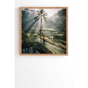 Tristan Zhou Rice Terrance Sunrise Bamboo Framed Wall Canvas Green - Deny Designs - 1 of 4