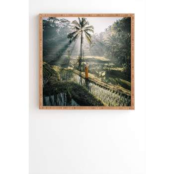 Tristan Zhou Rice Terrance Sunrise Bamboo Framed Wall Canvas Green - Deny Designs