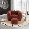 Vynxaria Red+Brown Chenille Square Bean Bag Seats with Footstool for Living Room & Bedroom - 2 of 4