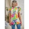 I AM A FASHION JUNKY Multicolour Leopard Flutter Sleeve V Neck Crinkled Blouse - 2 of 4