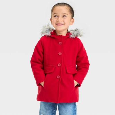 Cat Jack Brandclub Toddler Girls Faux Wool Peacoat Cat Jack Red 5T