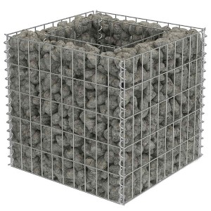 vidaXL Gabion Raised Bed in Durable Galvanized Steel - 19.7"x19.7"x19.7" - Easy Self Assembly - Silver Color, Perfect for Gardens or Patios - 1 of 4