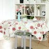 PiccoCasa Wedding Parties Decoration Red Flower Printed Vinyl Plastic Square Tablecloth 53" x 53" 1 Pc - 2 of 3