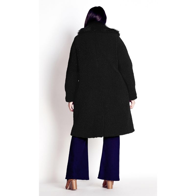 Women's Plus Size Teddy Faux Fur Jacket - black | AVEOLOGY, 2 of 4